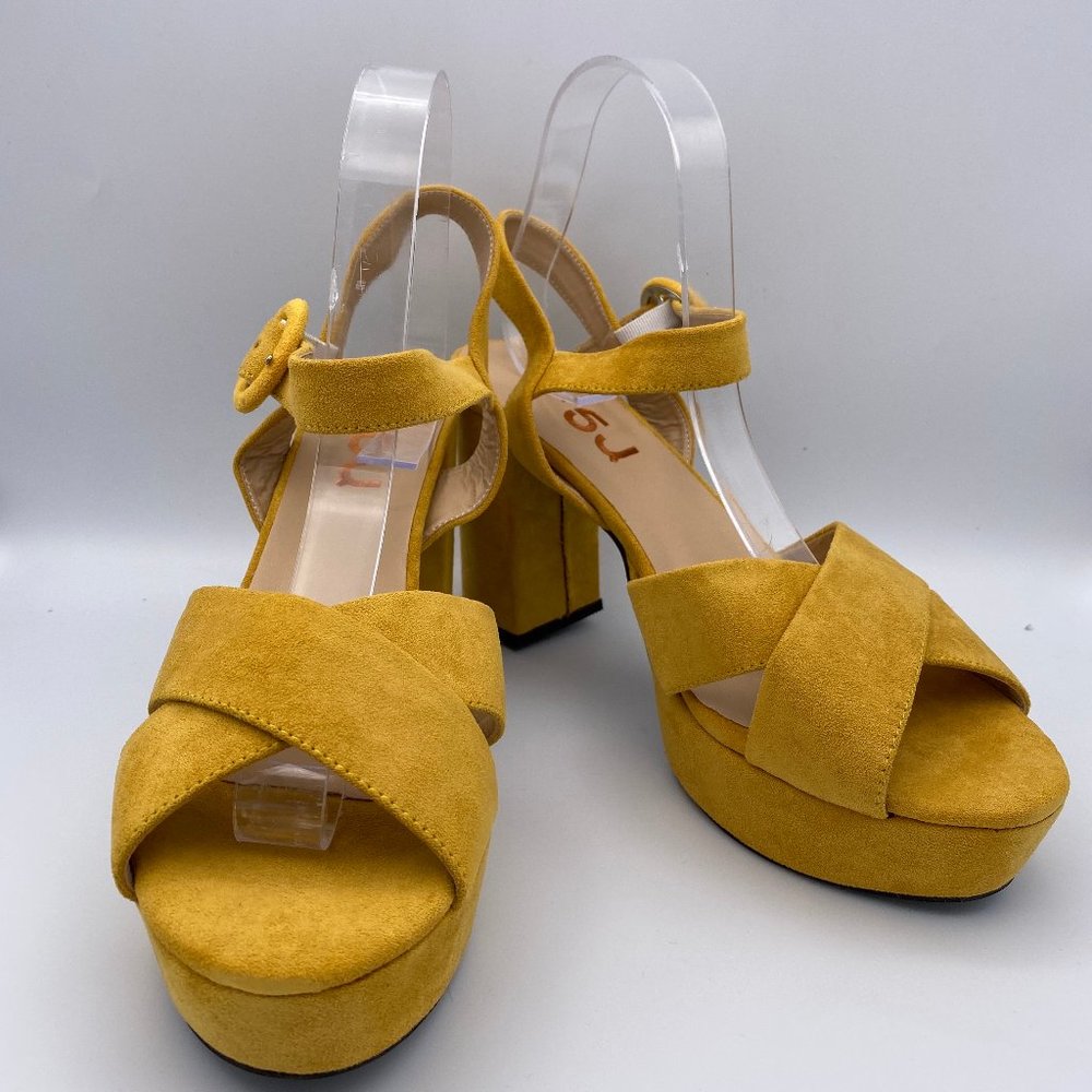 FSJ Summer Ankle Strap Chunky Heel Sandal Peep Toe_2
